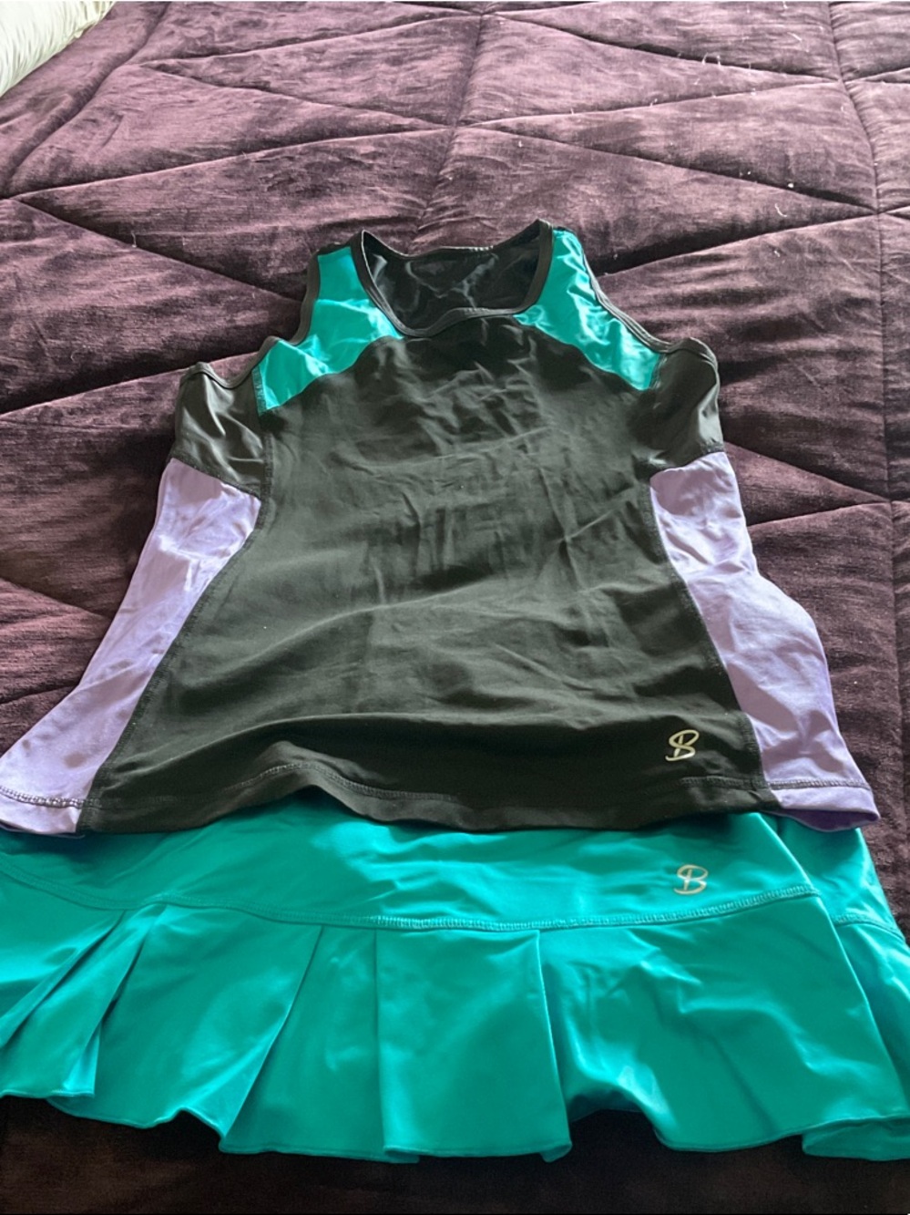 Sofibelle Black Tank with Teal and Lavender Accent Tennis Set M